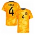Nederländerna Virgil van Dijk #4 Replika Hemma matchkläder VM 2022 Korta ärmar